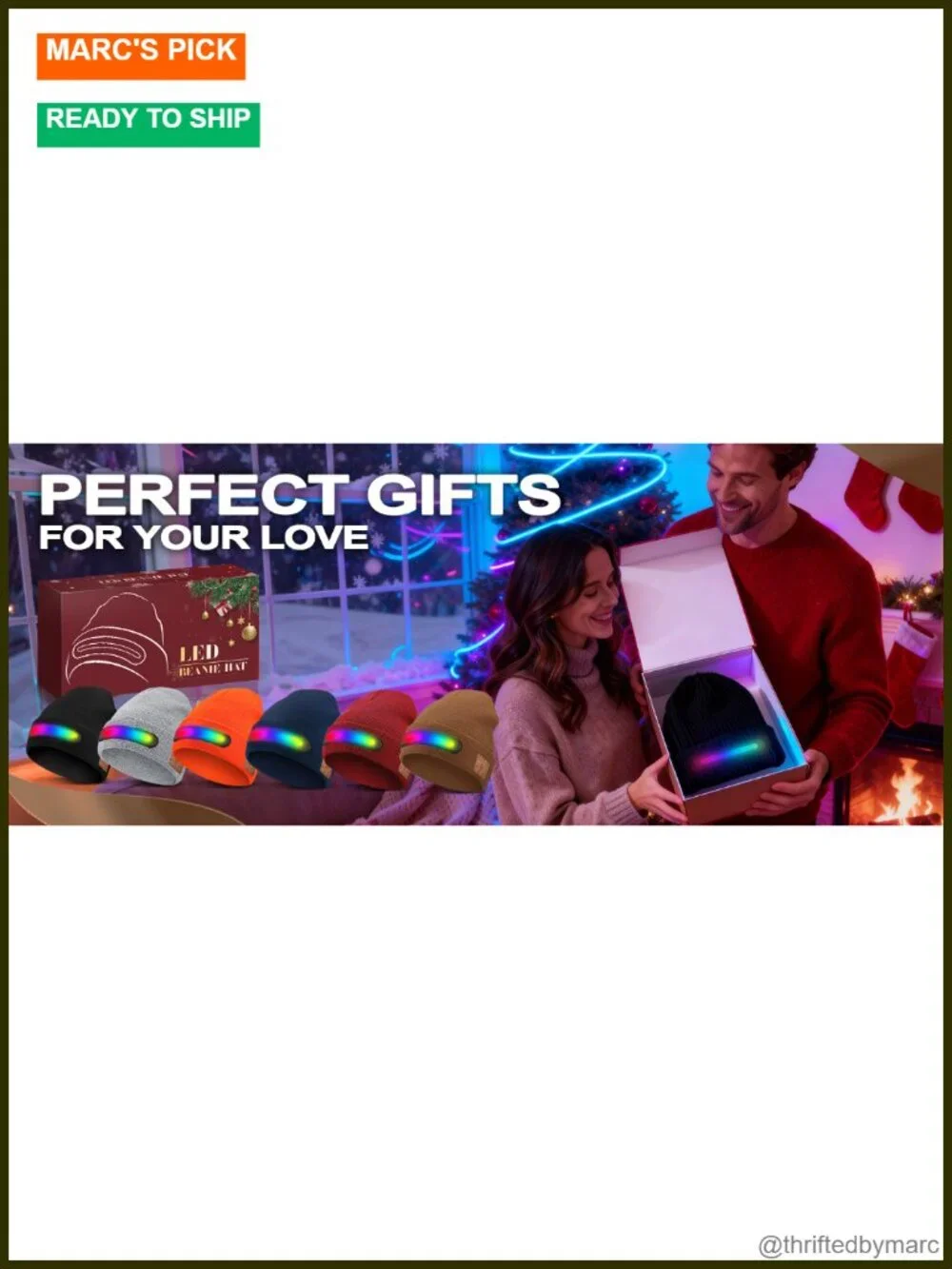 Bluetooth Beanie Hat with Rechargeable RGB LED Lights, Gift for Men Women, USB-C